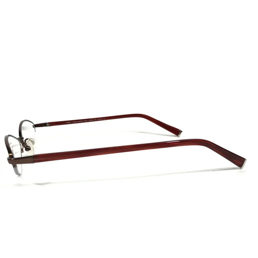 MODO Petite Eyeglasses Frames MOD 607 BWN Brown Red Oval Half Rim 52-15-140